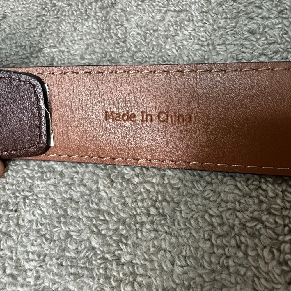 Johnston & Murphy Mens Brown Leather Dress Belt 38 Silver Buckle 75-0540